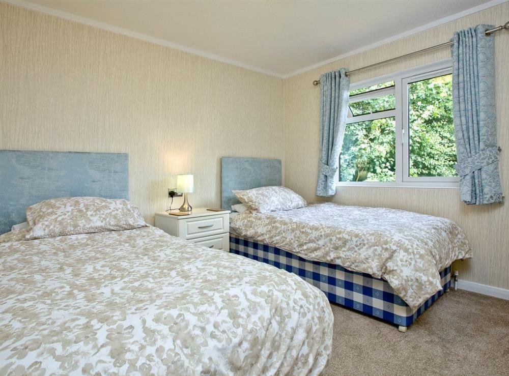 Twin bedroom at Forest Glade Lodge in Lanlivery, Cornwall