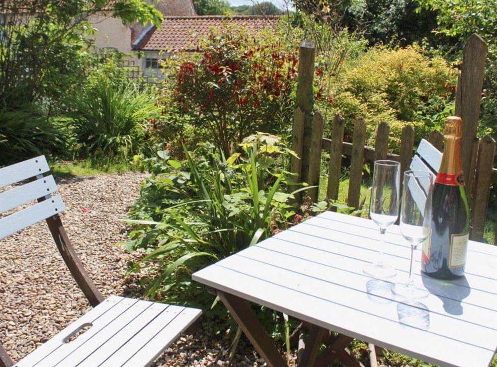 Sitting-out-area at Forge Cottage in Stiffkey, Norfolk., Great Britain