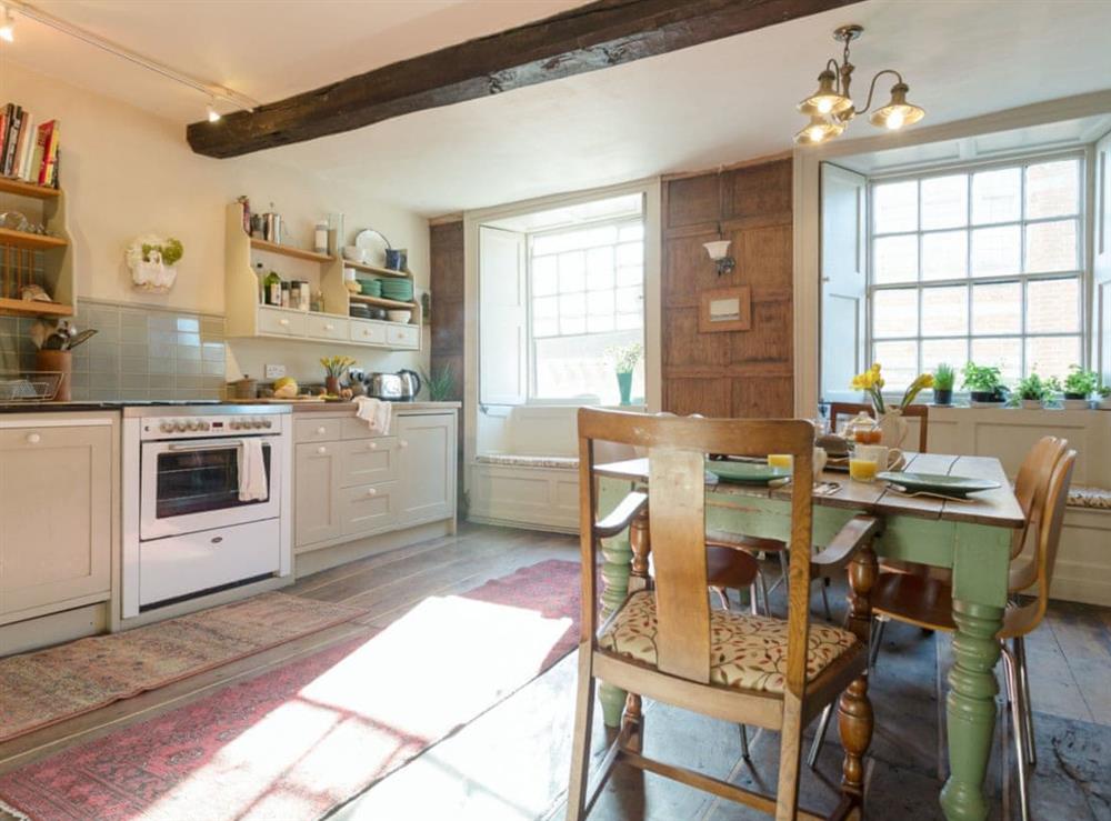 Spacious, well equipped kitchen/ dining room at Fossilers Lodge in Lyme Regis, Dorset