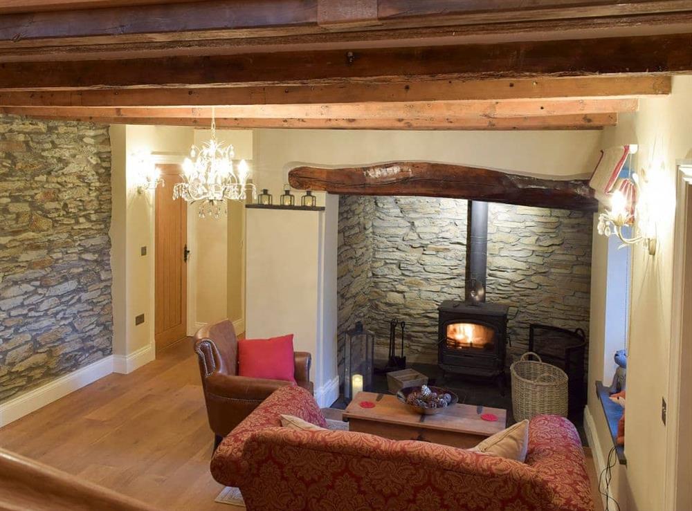 Cosy second living area with exposed wooden beams at Fountain Hill in Eglwyswrw, near Cardigan, Pembrokeshire, Dyfed