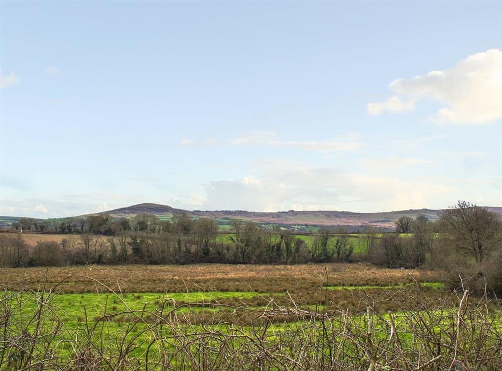 Far-reaching views over open farmland to the Preseli Hills at Fountain Hill in Eglwyswrw, near Cardigan, Pembrokeshire, Dyfed