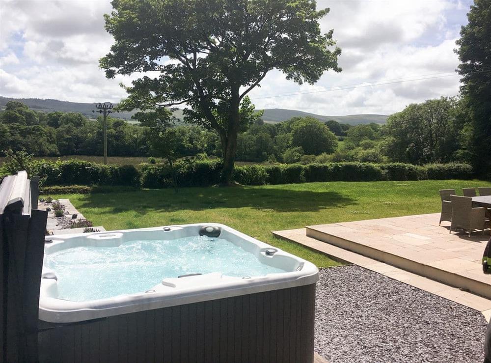 Luxurious hot tub at Fountain Hill in Eglwyswrw, near Cardigan, Pembrokeshire, Dyfed