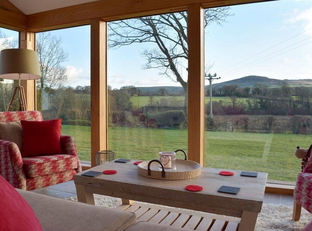 Panoramic views from the seating area adjoining the kitchen at Fountain Hill in Eglwyswrw, near Cardigan, Pembrokeshire, Dyfed