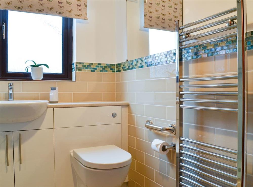 Heated towel rail and wc in the shower room at Four Winds in Drumnadrochit, near Inverness, Inverness-Shire