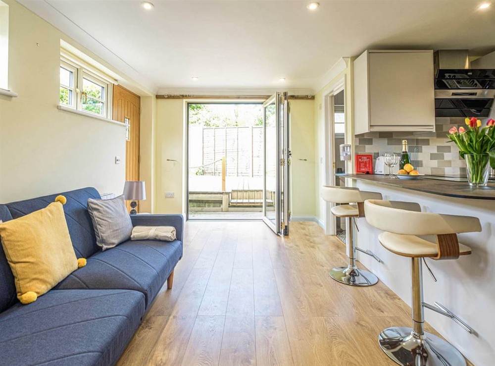 Open plan living space at Foxes Lodge in Aldringham, Suffolk