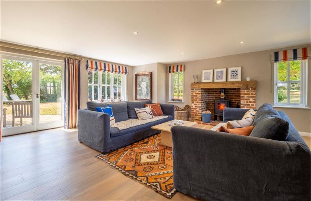 Bright, spacious dual-aspect sitting room at Foxhole Cottage, Framsden