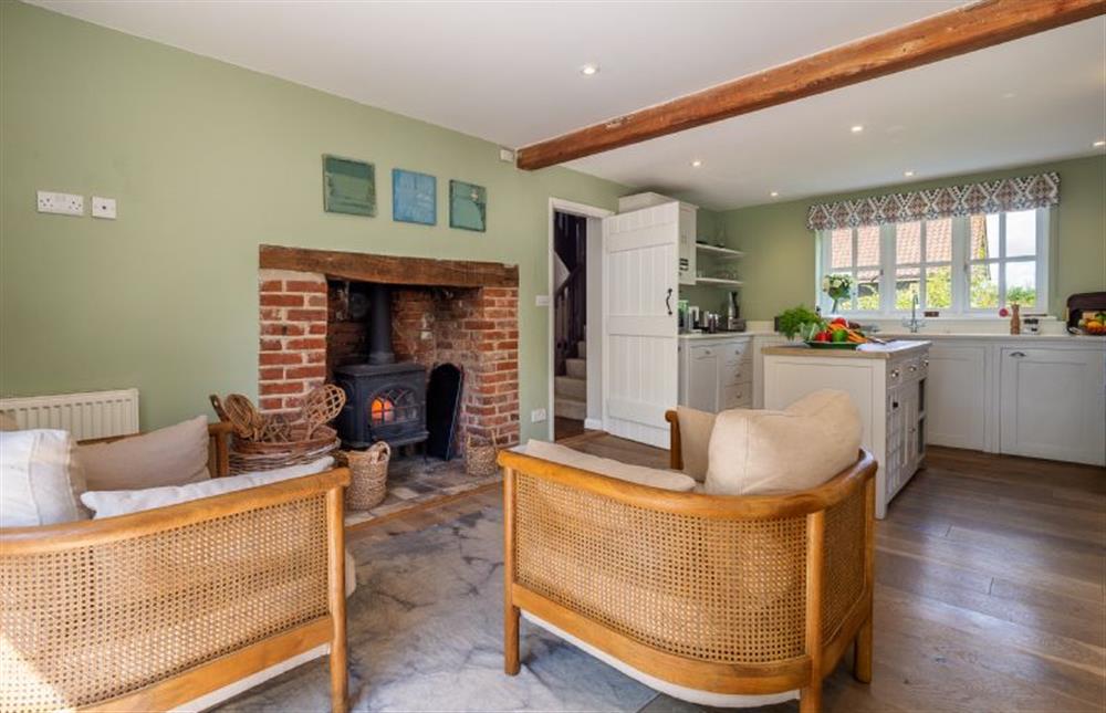 Cosy seating area by the kitchen at Foxhole Cottage, Framsden
