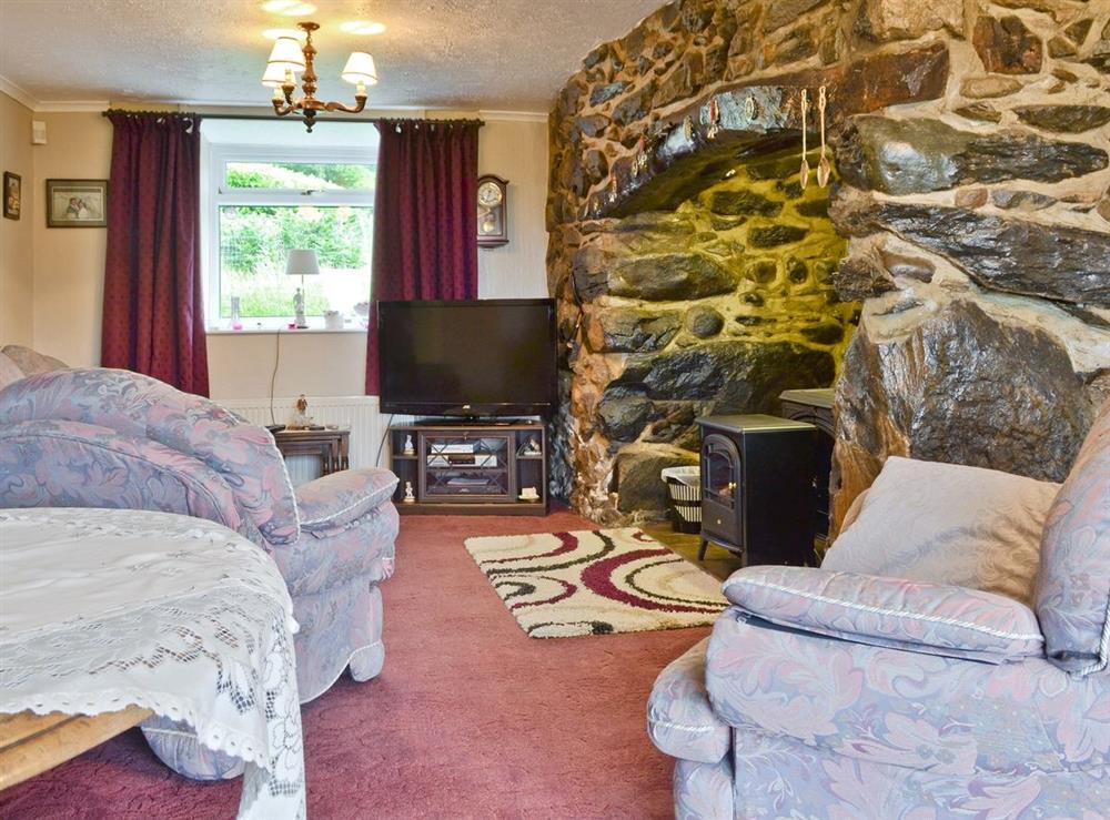 Living room at Foxs Lair Farmhouse in Caernarfon, Gwynedd