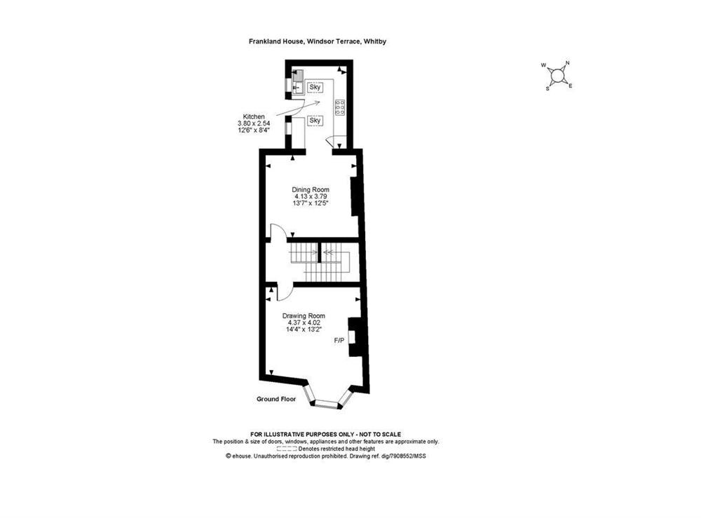 Plan of ground floor at Frankland House in Whitby, North Yorkshire