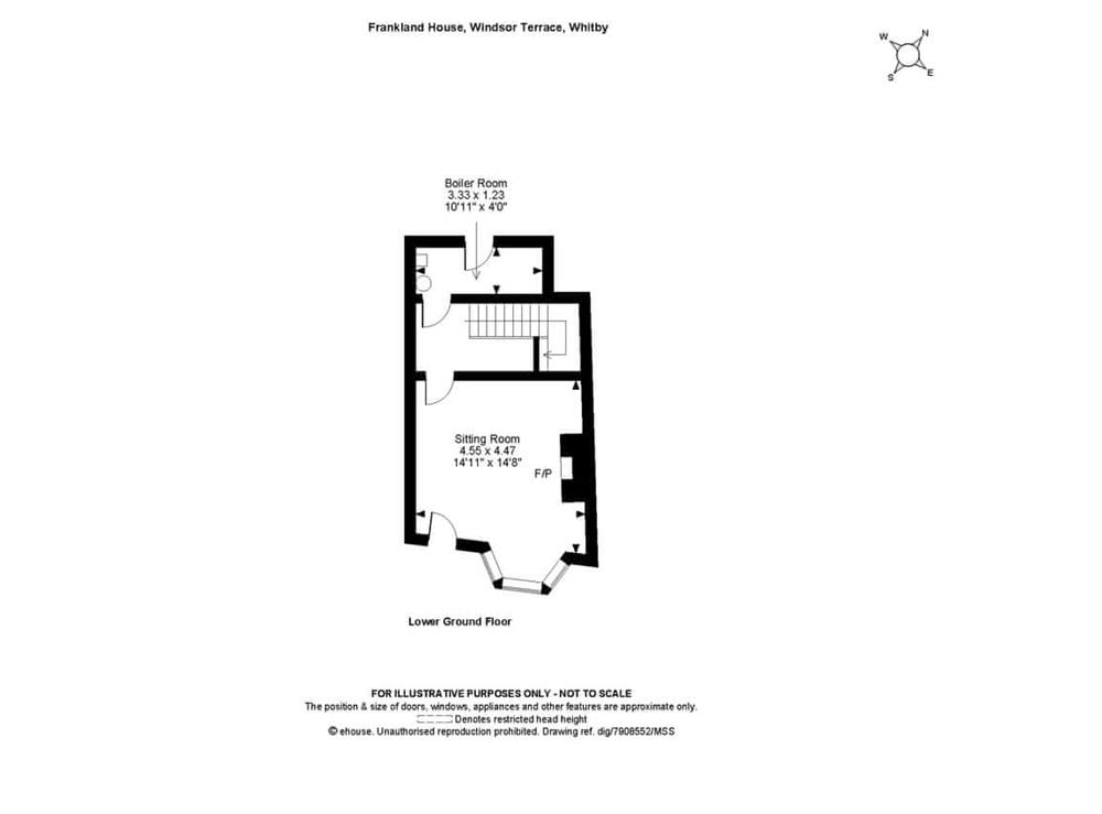 Plan of lower ground floor at Frankland House in Whitby, North Yorkshire