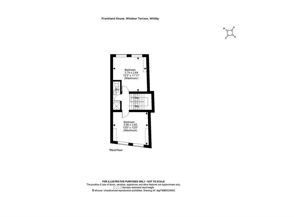 Plan of third floor at Frankland House in Whitby, North Yorkshire