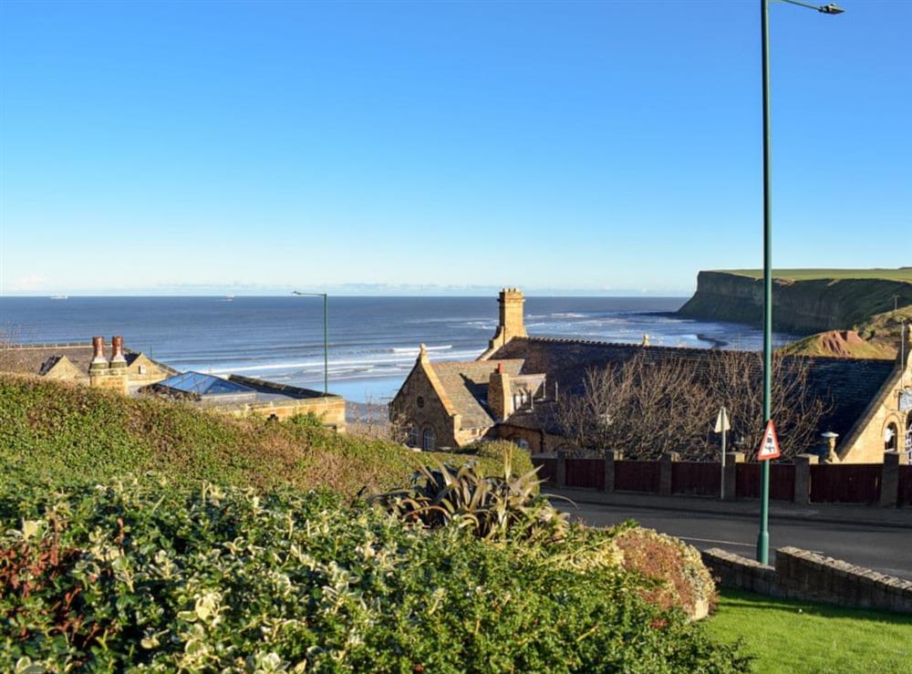 Sea view from a nearby garden at Franks View in Saltburn-by-the-Sea, Yorkshire, Cleveland