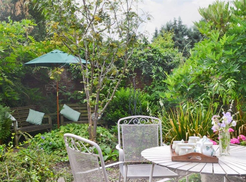 Ample seating within garden at Friary Cottage in Ludlow, Shropshire