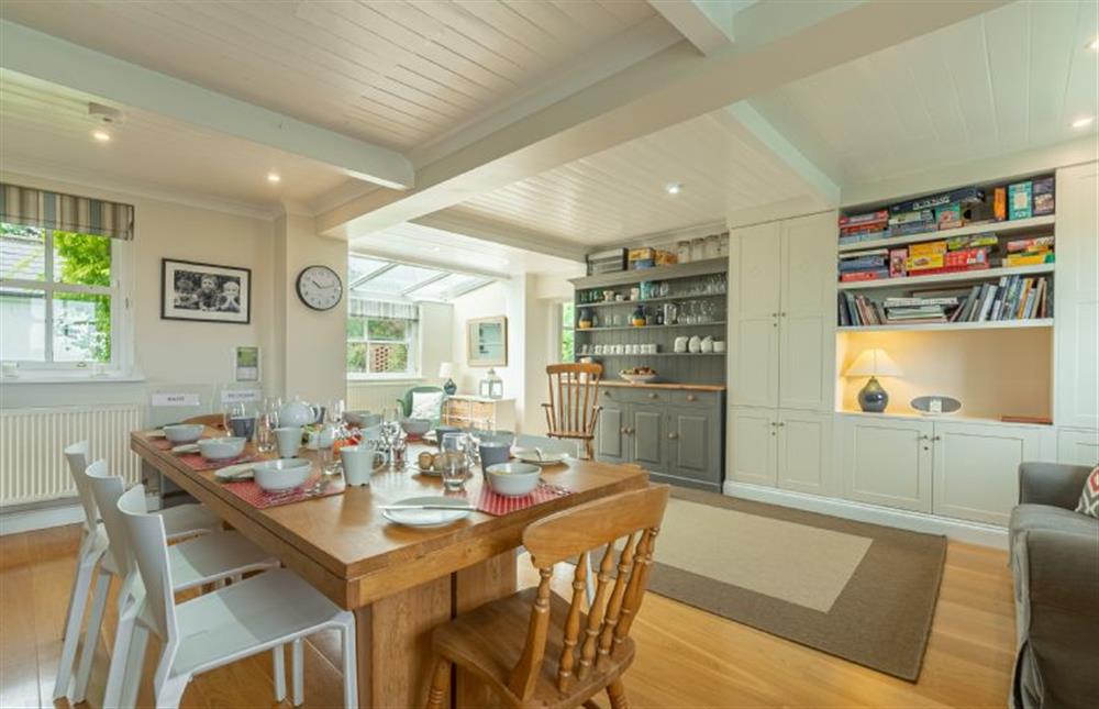 Ground floor:  Open-plan kitchen/dining room with beamed ceiling at Fridays Barn, Salthouse near Holt