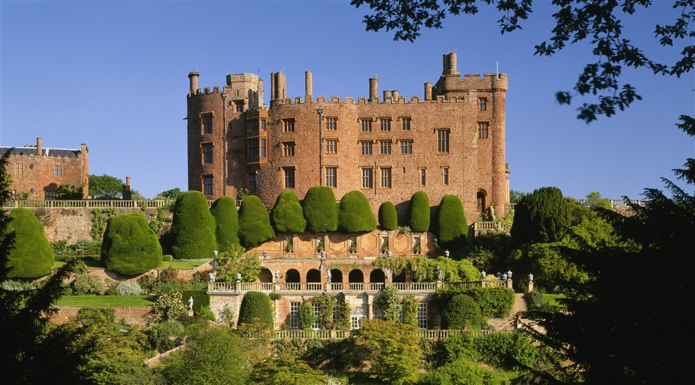 View from the Wilderness of Powis Castle and its terraces, Wales at Fron Dirion in Dinas Mawddwy, Powys
