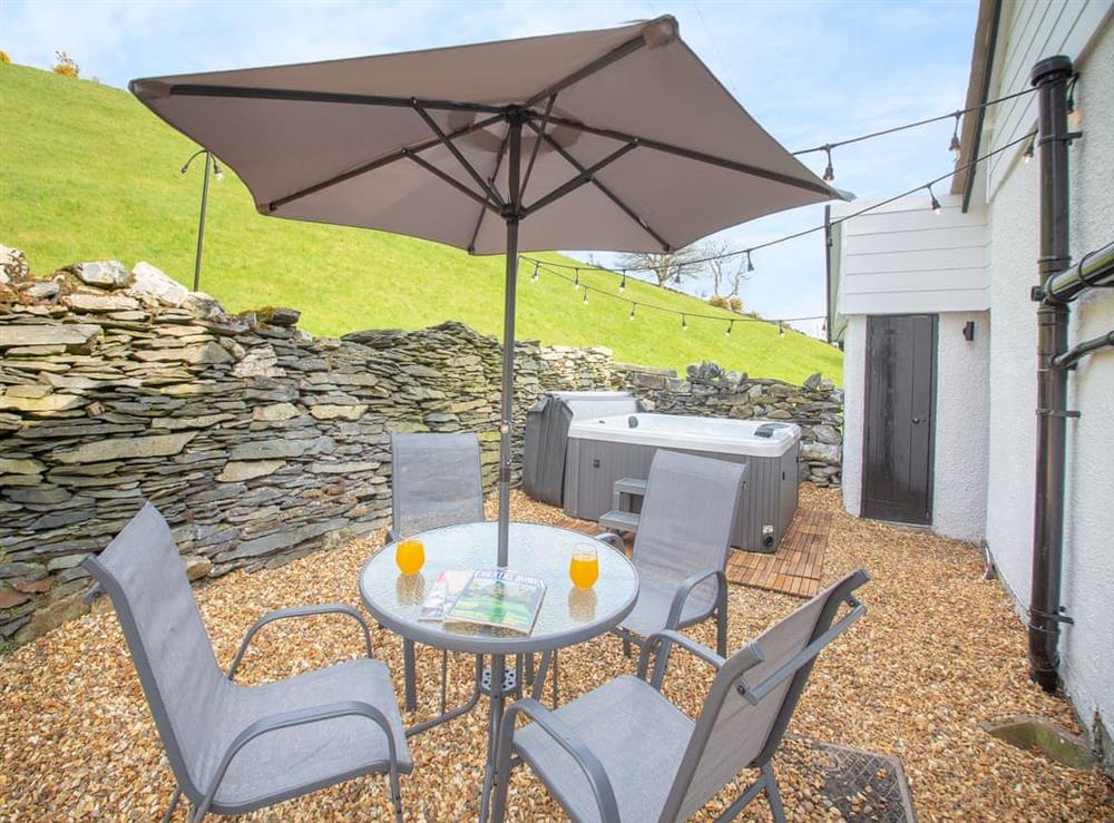 Outdoor eating area at Frondeg in Capel Garmon, Betws Y Coed, Gwynedd