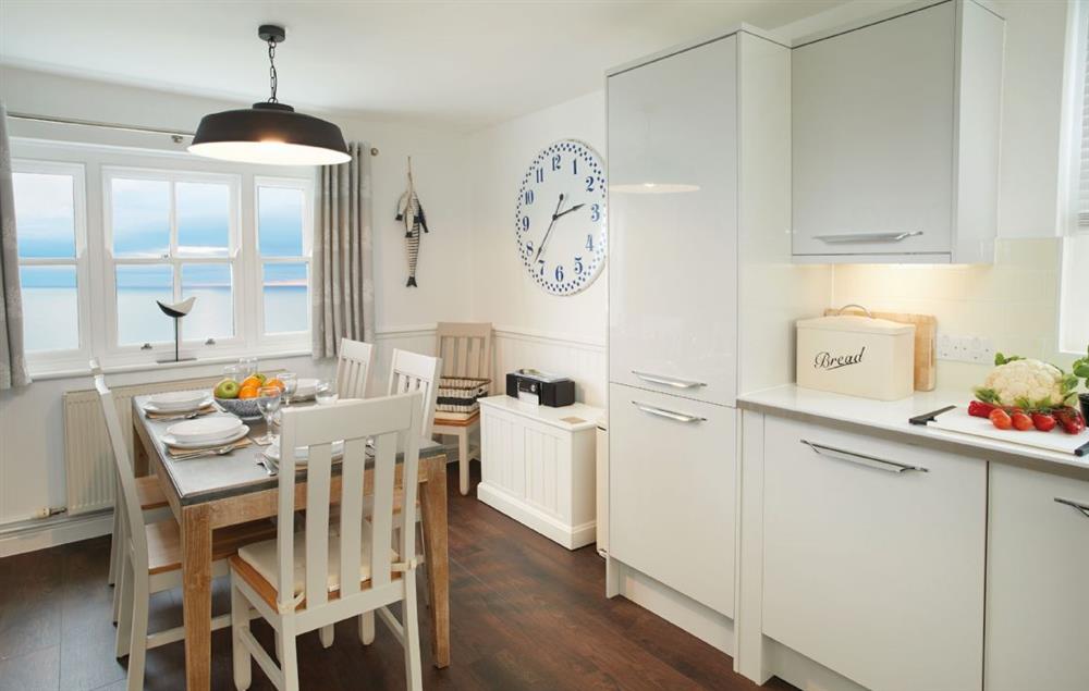 Kitchen with dining area which has sea views (photo 2) at Galatea, Whitby Lighthouse