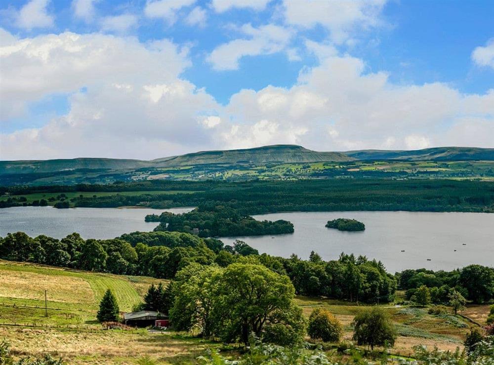 Panoramic views of Lake Menteith from the property at Gamekeepers Lodge in Port of Menteith, Stirlingshire