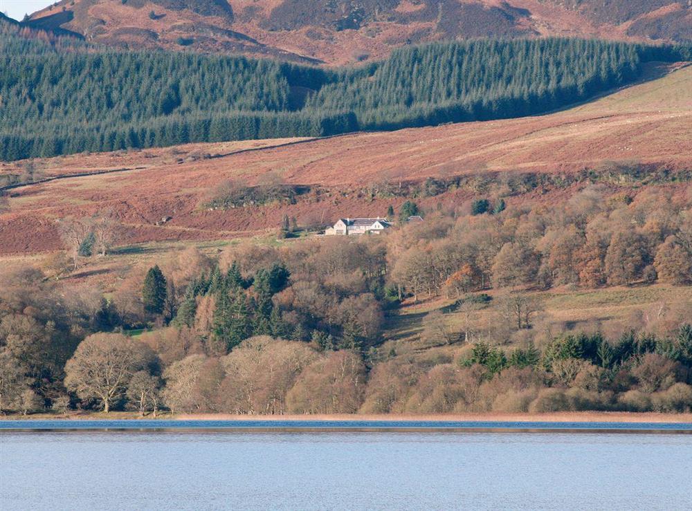 The surrounding hills dramatically change colour depending on the season at Gamekeepers Lodge in Port of Menteith, Stirlingshire