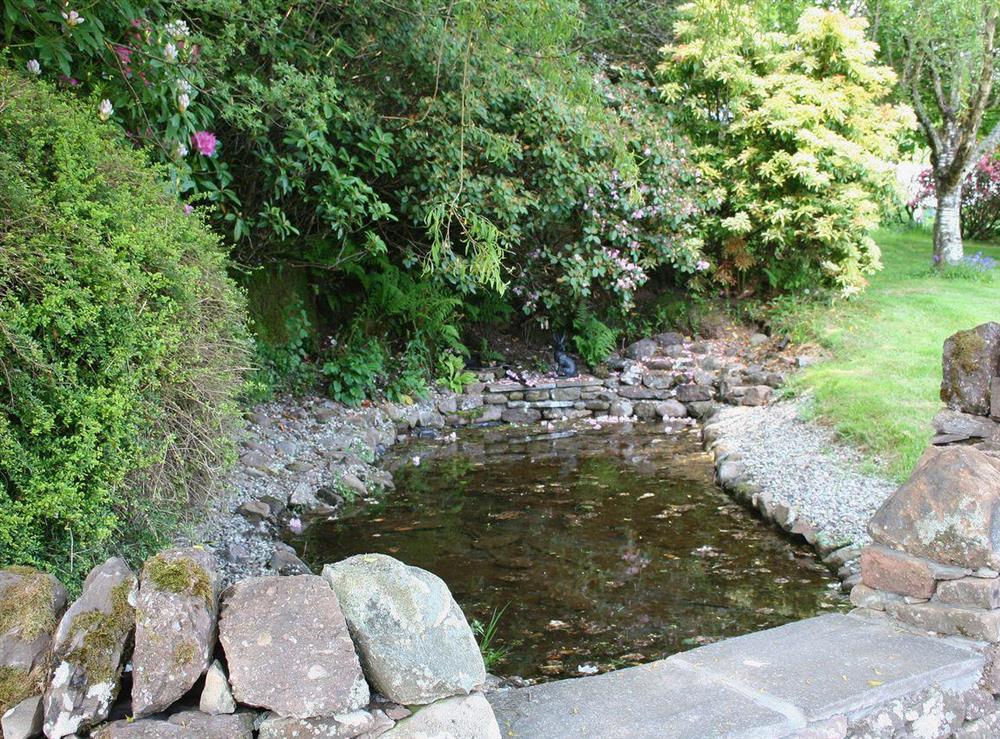 There is a lovely pond in the garden at Gamekeepers Lodge in Port of Menteith, Stirlingshire