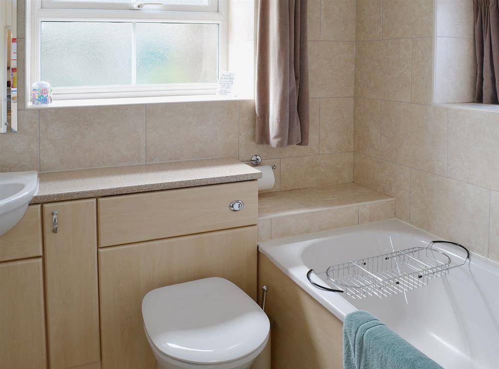 The bathroom has a shower over the bath at Garden Cottage in Edlingham, near Alnwick, Northumberland