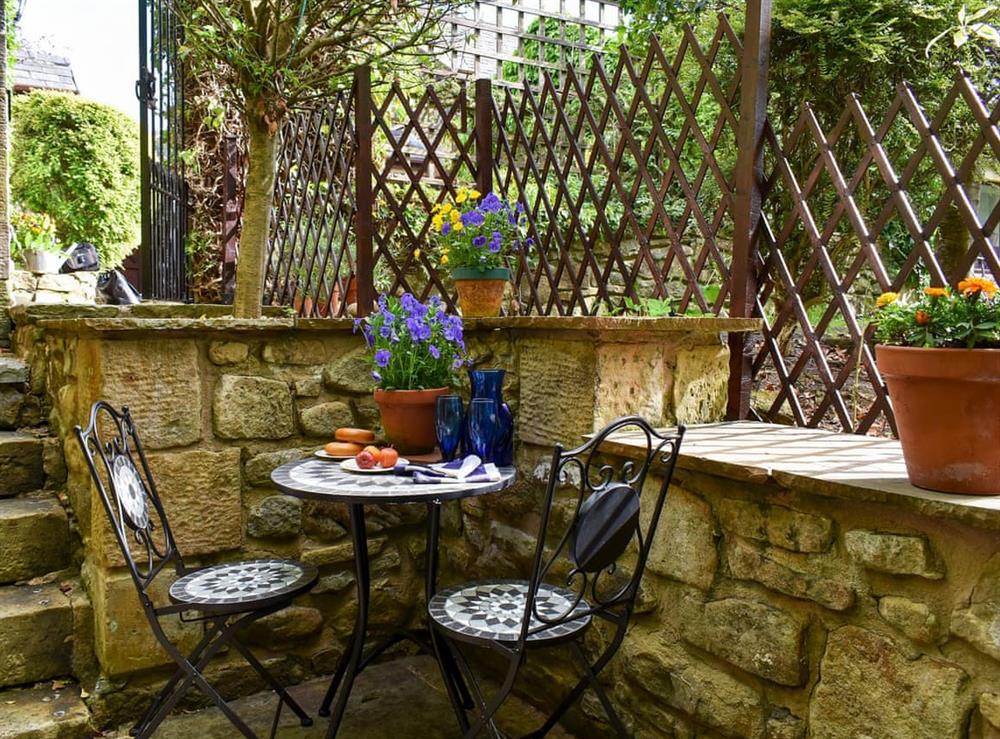 Sitting-out-area at Garden Cottage in Sabden, near Clitheroe, Lancashire