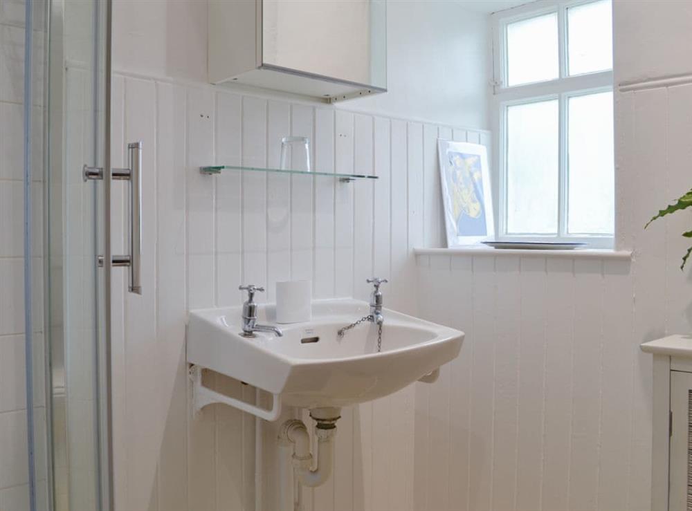 Shower room with standalone shower cubicle at Garden Cottage in Strachur, near Dunoon, Argyll and Bute, Scotland