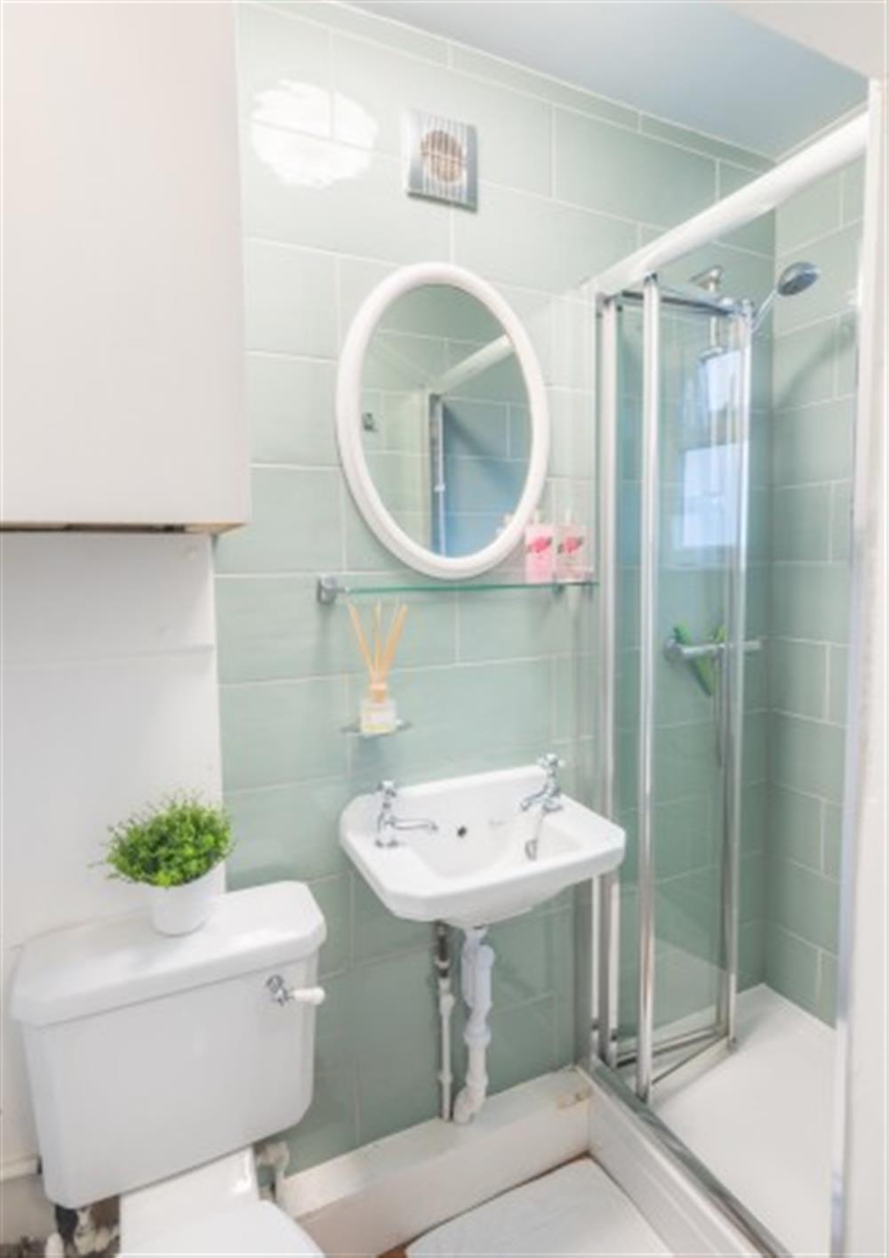 Shower room at Garden Flat in Lyme Regis