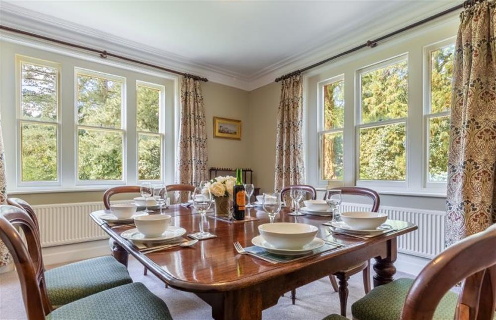 Ground floor: The dining room with garden views at Garden House, Sandringham