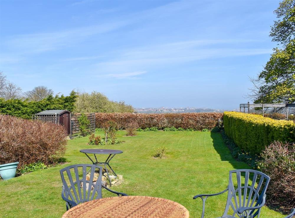 Shared large communal garden at Garden View Apartment in Sneaton, near Whitby, North Yorkshire