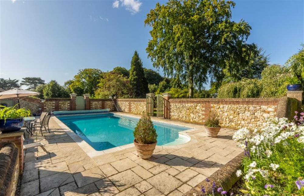 The heated swimming pool at Gardeners Cottage, Fring near Kings Lynn
