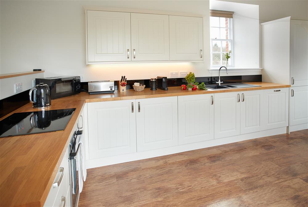 Kitchen with electric oven and induction hob at Gardeners Cottage, Netherby Hall, Longtown
