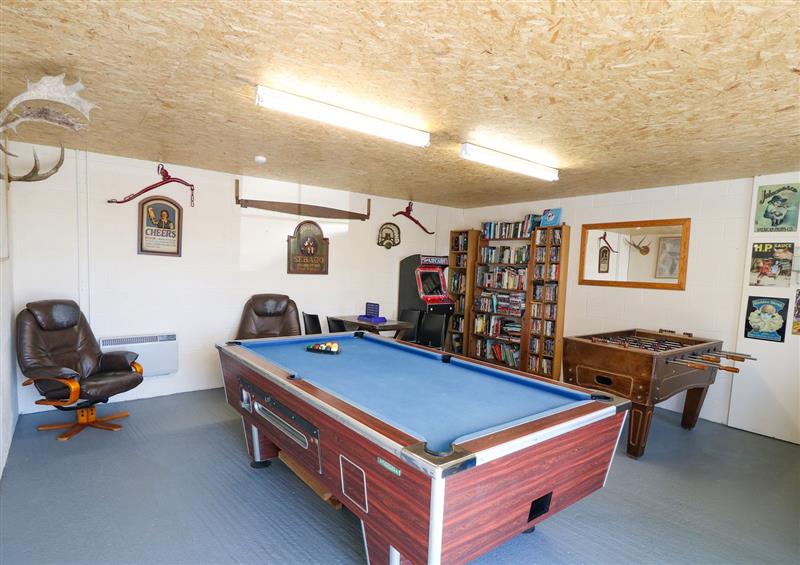 Games room with a pool table at Garth Morthin The Farmhouse, Porthmadog, Gwynedd