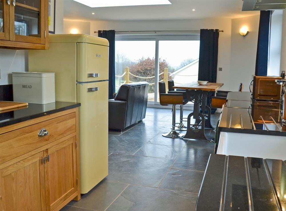 Modern kitchen area at Gatsby Getaway in Kentisbury, near Ilfracombe, Devon