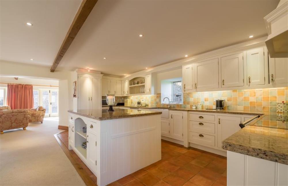 Ground floor: Bespoke fitted Kitchen with central island at Geddings Farm Barn, Ringstead near Hunstanton