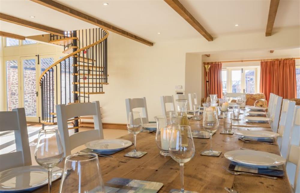 Ground floor: Large dining table with seating for twelve at Geddings Farm Barn, Ringstead near Hunstanton