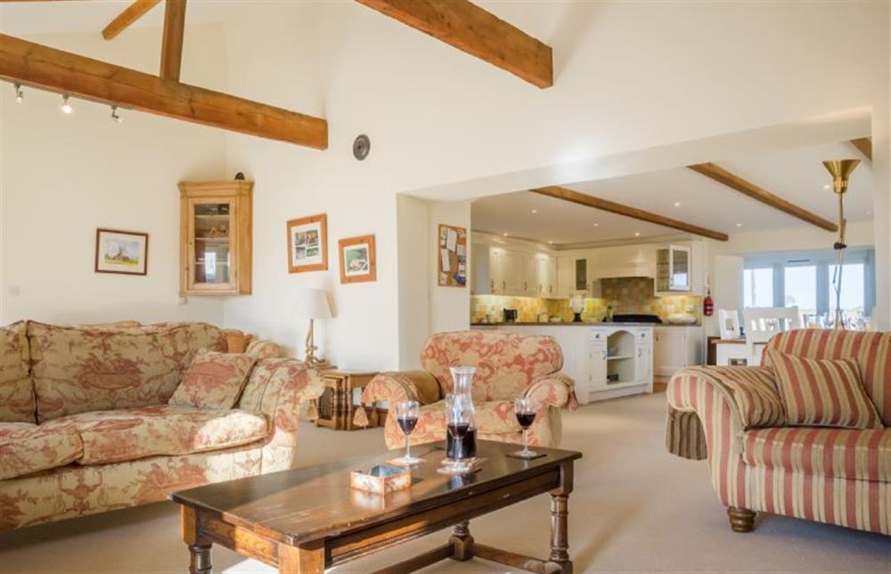 Ground floor: Sitting room with open plan Kitchen and Dining area at Geddings Farm Barn, Ringstead near Hunstanton