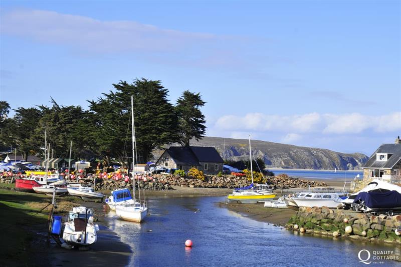 The colourful boat yard at the harbour in Abersoch at Gelli Gron 4 bed, Criccieth