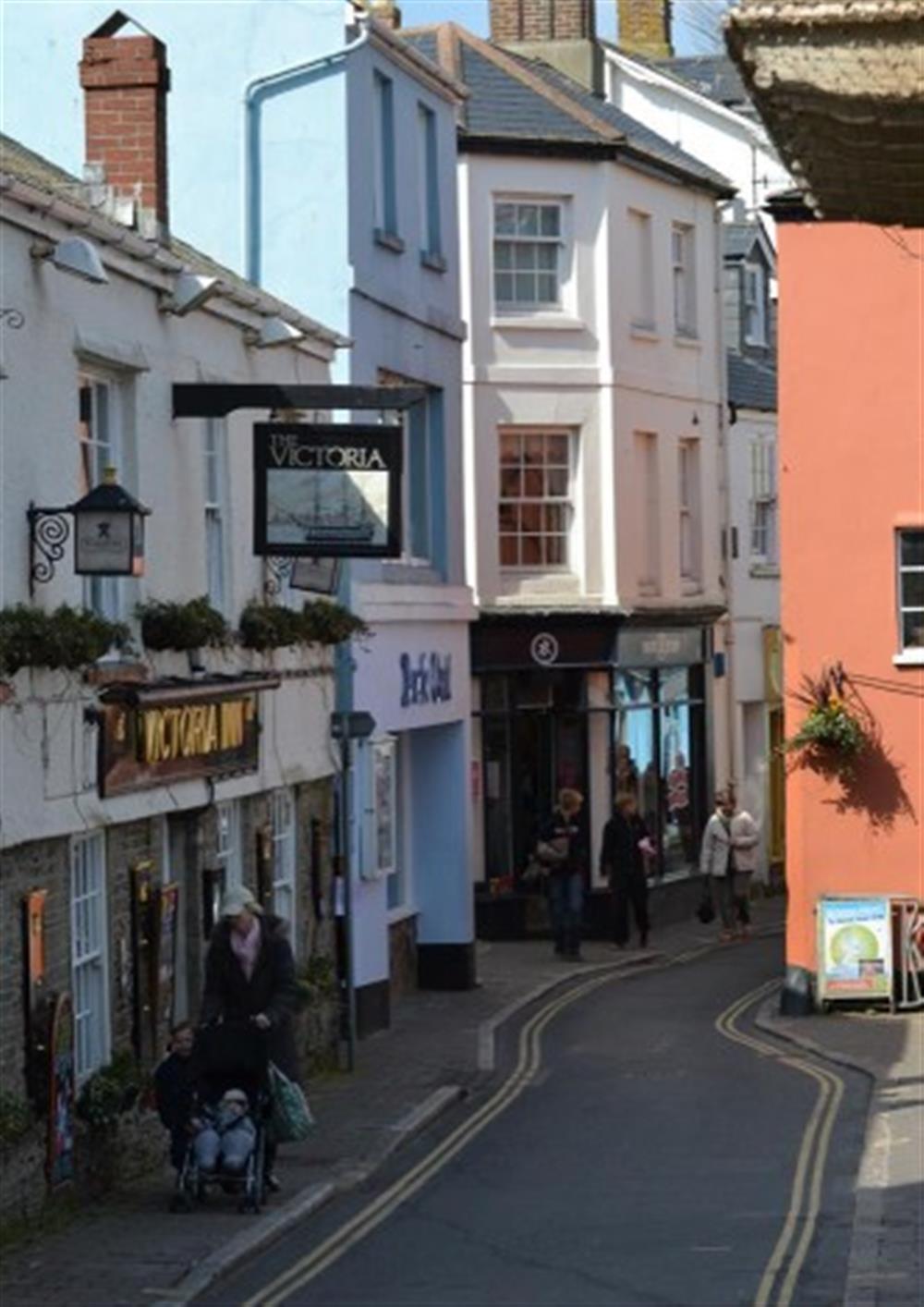 Salcombe Fore Street is bustling with pubs, restaurants, delicatessens and boutique shops at Genoa in Salcombe