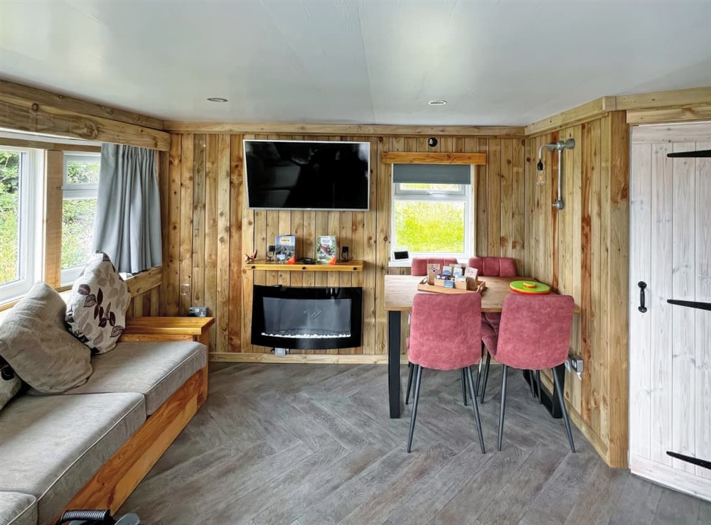 Open plan living space at Y Caban, 