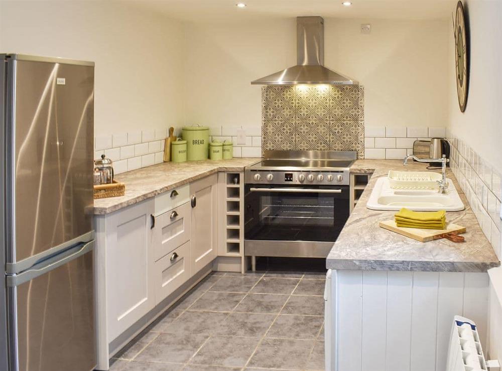 Well appointed and well equipped kitchen at Gewans Farm Cottage in Tregorrick, near St Austell, Cornwall