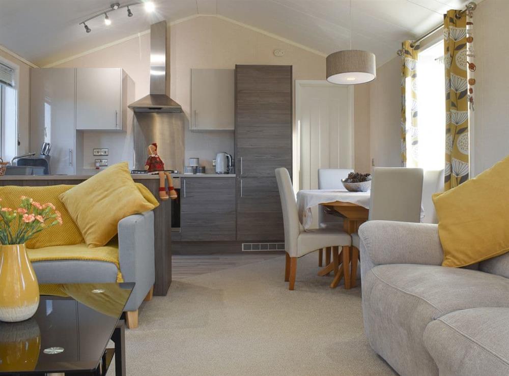 Open plan living space at Gingerbread Lodge in Wilberfoss, North Yorkshire