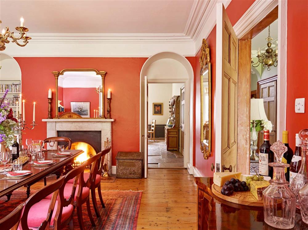 The formal dining room, leading through to the kitchen  at Gitcombe House, Dartmouth