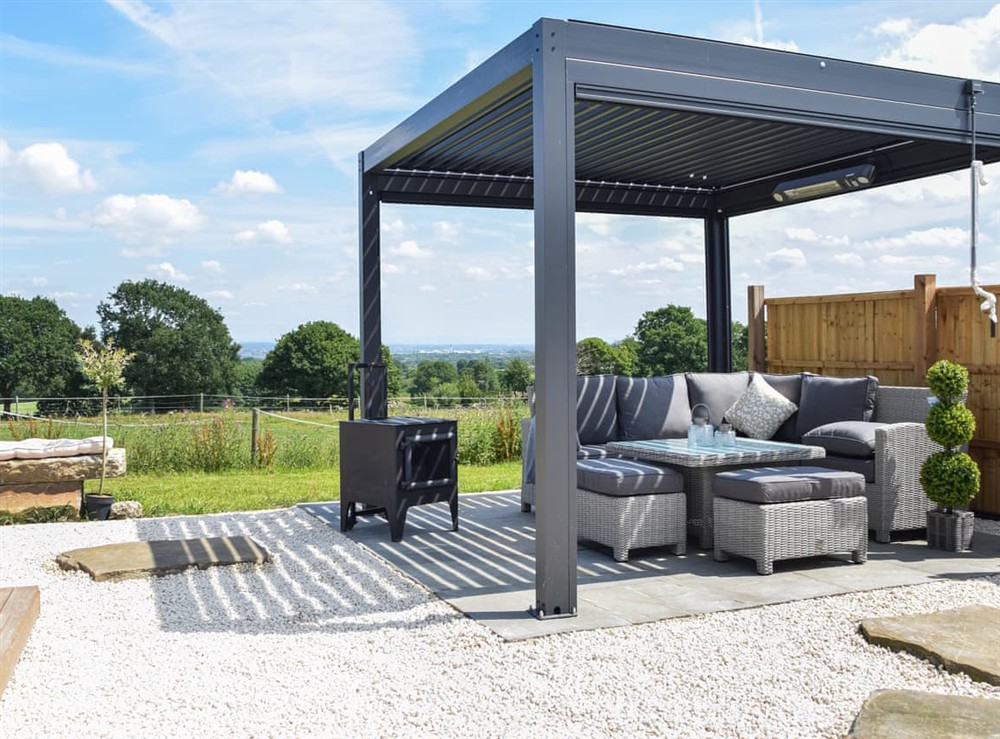 Sitting-out-area at Glamping Pod 1 in Dalton, near Wigan, Lancashire