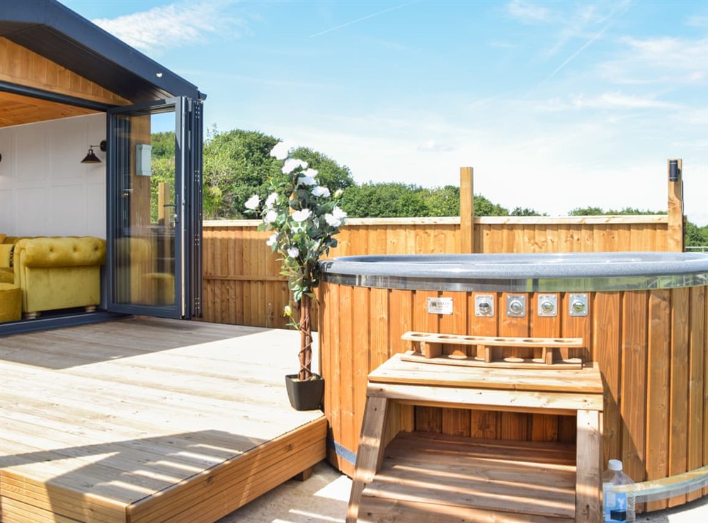 Hot tub at Glamping Pod 2 in Dalton, near Wigan, Lancashire