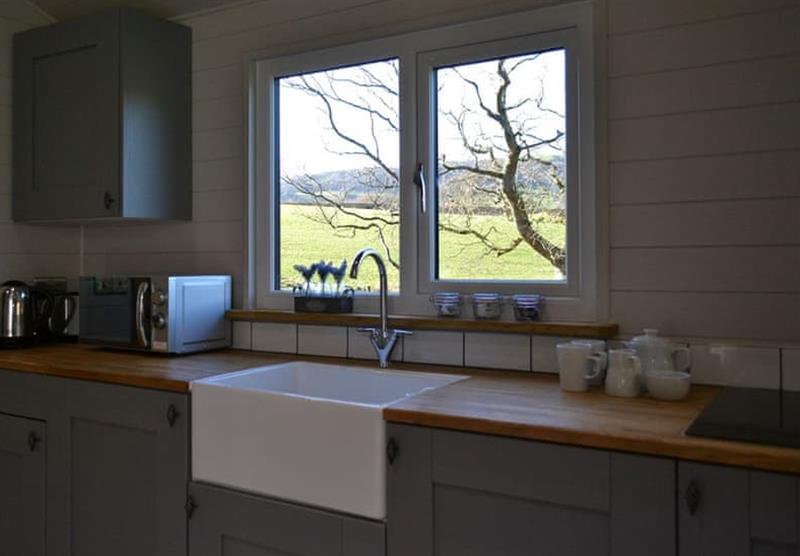 Kitchen area in the Branwen at Glampio Gelli Glamping in Bala, North Wales