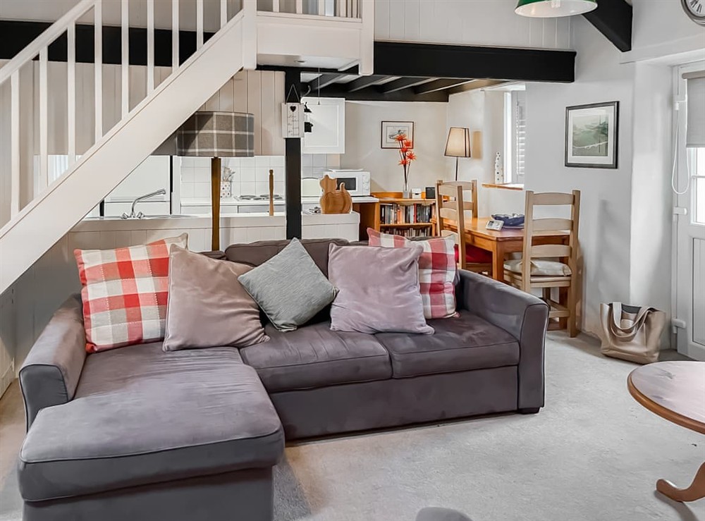 Open plan living space at Glan Aber in Llaneilian, near Amlwch, Gwynedd