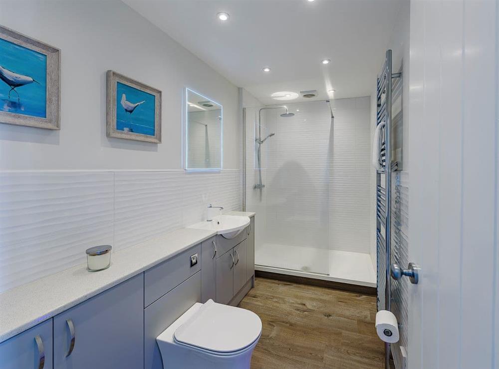 Shower room at Glan Y Mor in Aberdyfi, Gwynedd