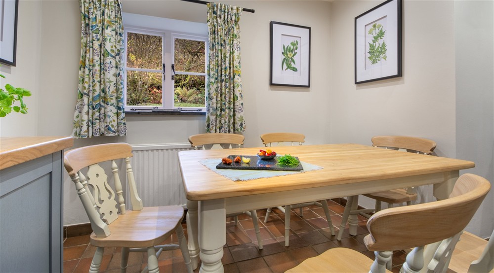 The table in the kitchen at Glan Yr Afon in Dolwyddelan, Gwynedd