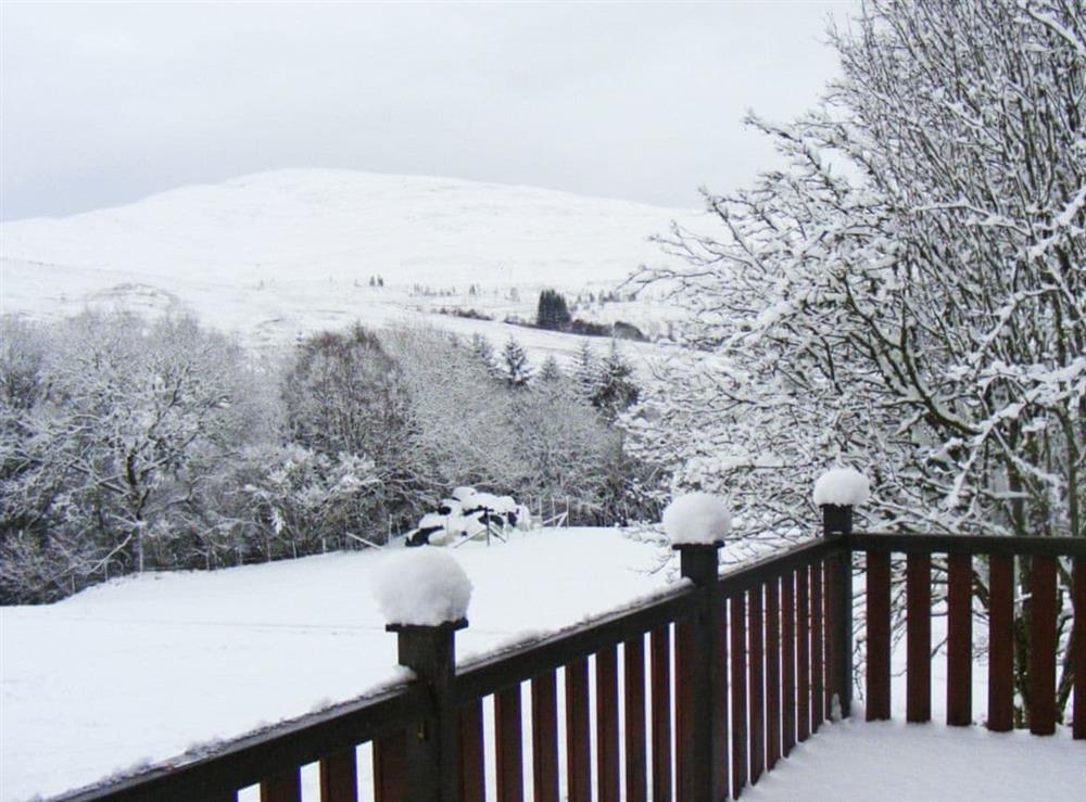Wonderful wintery scene at Glas Doire Lodge in Glen Roy, near Fort William, Highlands, Inverness-Shire